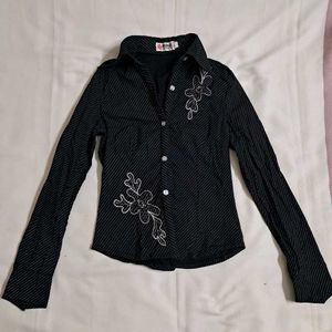 Y2k Vintage 2000s Office Siren Striped Fitted Top