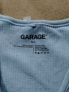 ribbed Light Blue Twist Front Crop Top