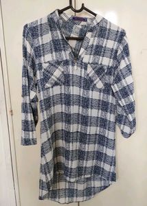 Chic Plaid Zipper Tunic Top