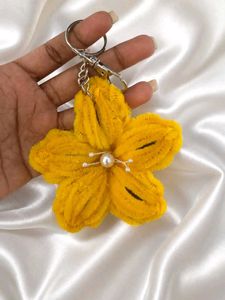 Yellow Flower Keychain Charm and pink white keycha