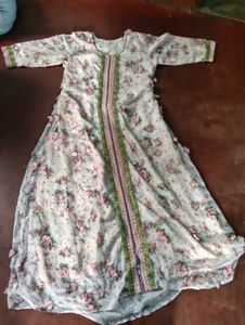 Elegant Floral Print Anarkali Gown