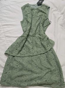 Lace sage green Peplum Dress