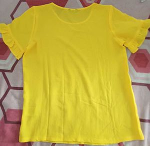 Bright Yellow Ruffled Sleeve Top