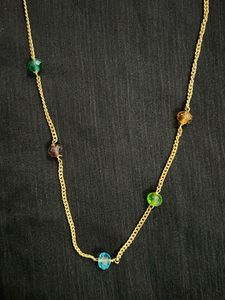 Beaded Gold Chain Necklace