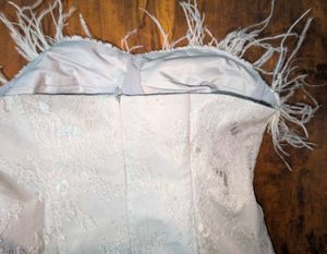 Feather Trim Strapless Dress