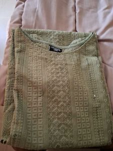 Blue Flared Ribbed Pants. Back Side Added