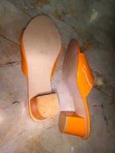 Bright Orange Slip-On Sandals