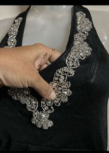 Sparkling Black Halter Neck Dress