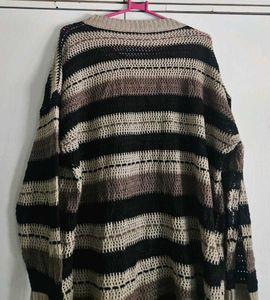 Striped Crochet Knit Sweater