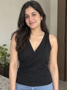 Stylish Black V-Neck Wrap Top