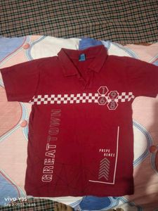 boys  Red Graphic Polo T-Shirt