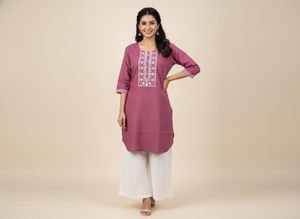 Elegant Embroidered Pink Kurta