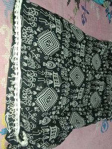 Black &amp; White Folk Print Kurta