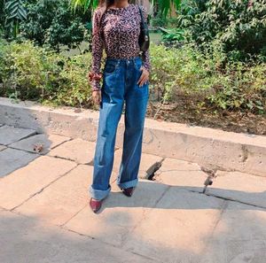 Newme leopard print mesh top