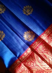 Mysore Silk Blue And Red Beautiful Saree