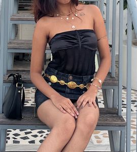 Black sheer corset top