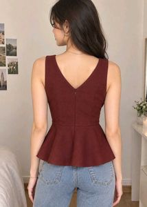 Chic Peplum V-Neck Sleeveless Top