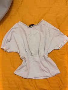 Stylish Women's Light Blue Button Top