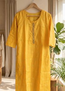 Bright Yellow Embroidered Kurta