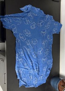 Blue Floral Print Button-Up Shirt