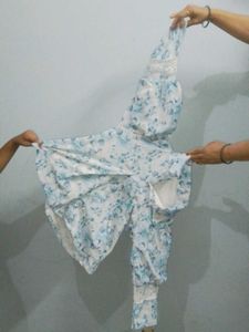 Vintage Light Blue Floral Button-Up Shirt