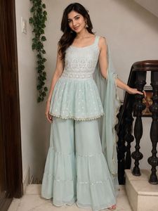 Elegant Mint Green Sharara Set