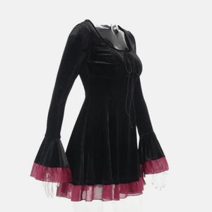 Gothic Velvet Dress with Bell Sleeves