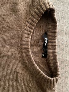 Brown Knit Sweater with Pocket