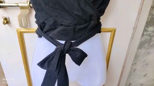 Chic Black Wrap Crop Top