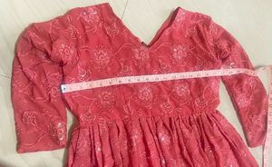 Elegant Red Anarkali Kurta with Dupatta