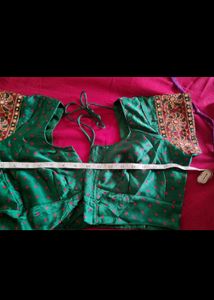 Green Embroidered Saree with Blouse Piece