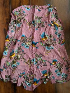Chic Bird Print Striped Tunic Top