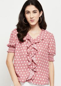 Cute Polka Dot Ruffle Top