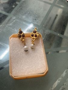 Gold Tone Earrings with Pearls