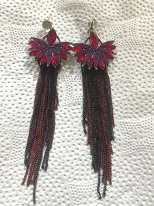Red And Black long Earrings