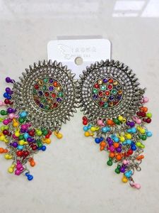 Bohemian Multi-Color Jhumka Earrings