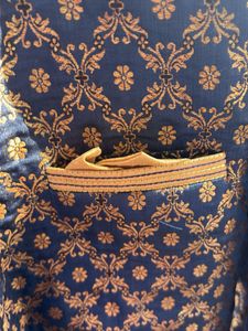 Men's Navy Brocade Shervani