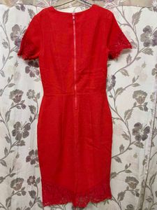 Red Lace Trim Dress