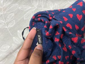 Heart Print Puff Sleeve Top