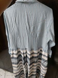 Unused Striped Floral Shirt Dress