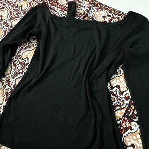 Black Cold Shoulder Knit Top