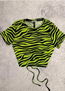 Neon Zebra Print Cropped Top