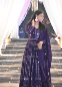 Elegant Purple Embellished Anarkali Suit