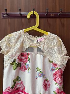 Floral Print Lace Detail Dress