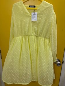 Sassafras Yellow Polka Dot Mini Dress