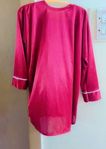 Maroon Satin Pajama Set