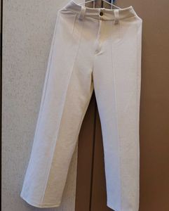 Cream Wide-Leg Trousers