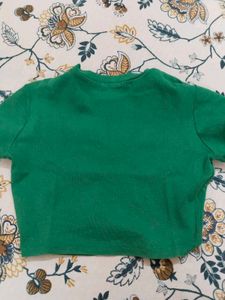 Solid Green Cropped T-Shirt