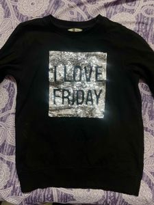 Black “I Love Friday” Sequin Sweatshirt