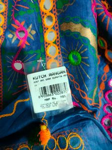 Vibrant Blue Embroidered Foil Work Dupatta
